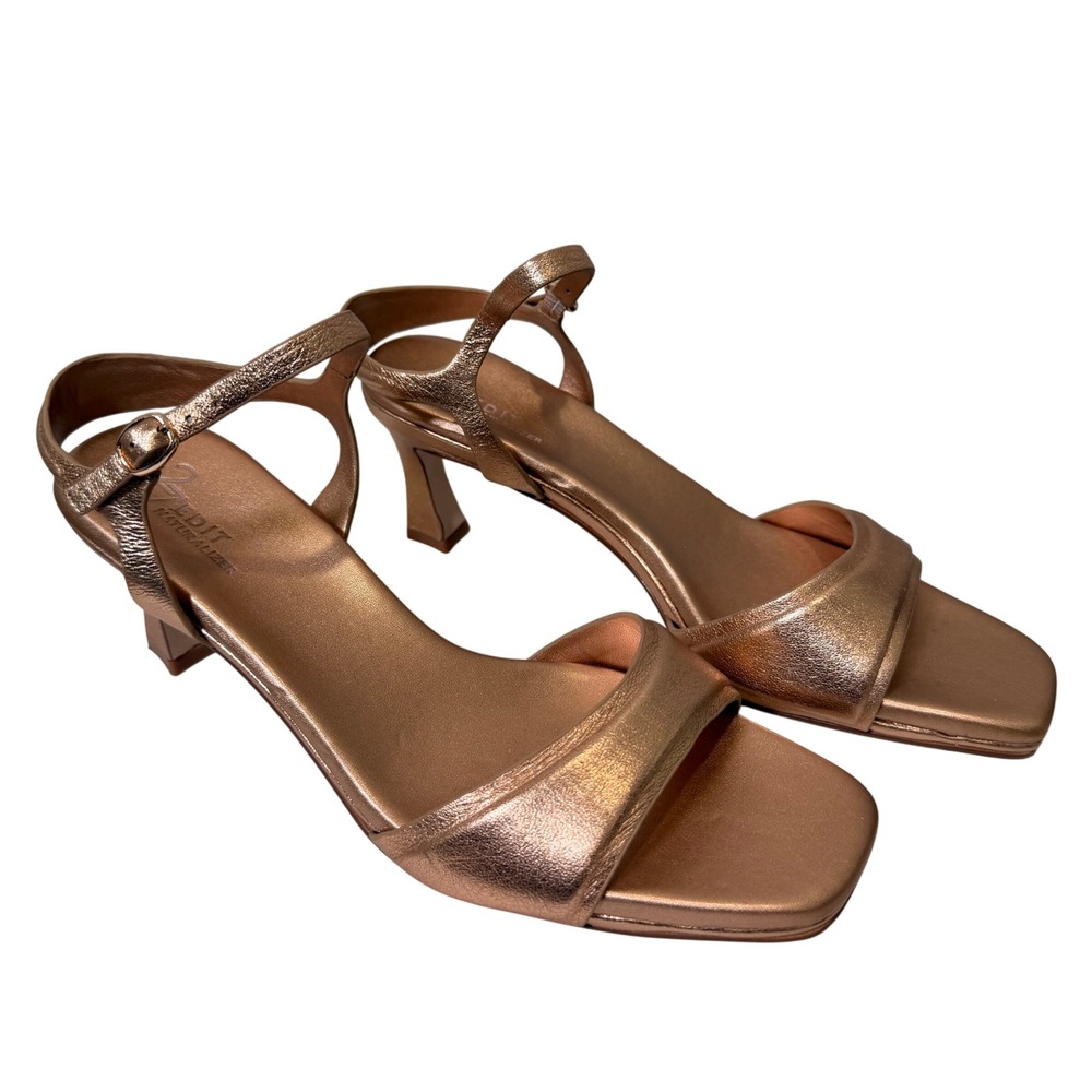 Naturalizer 27 Edit Grace Strappy Kitten Heel Sandal (9.5) Rose Gold Leather